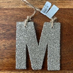 Pottery Barn Vintage German Silver Glitter Initial Letter “M” NEW WITH TAGS NWT